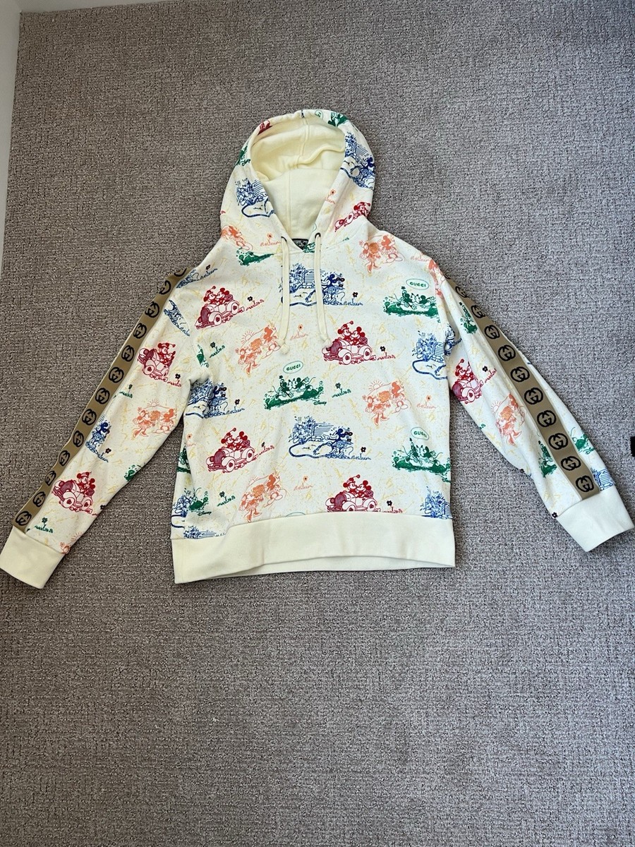 Gucci x Disney Mickey Mouse All Over Print Hoodie GG Stripe Sleeve