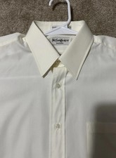 VINTAGE Yves Saint Laurent Dress Shirt Mens 16 33-34 Cream Ivory Pock