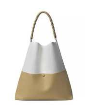 Callista Crafts Duo Slim Grained Leather Tote Large Bag In Camel & Cream Handbag