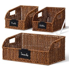 Brownlily Wicker Pantry Storage Baskets with Chalkboard,Handwoven Baskets for...