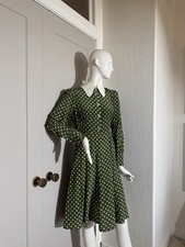 L.K.Bennett Polka Dot Silk Tea Dress in Green