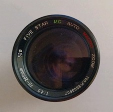 FIVE STAR MC AUTO MACRO ZOOM 75-200MM 1:4.5 CAMERA LENS For Parts Not Tested
