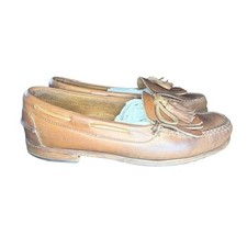 Vintage 90s Cole Haan Mens Leather Slip On Loafers Tassels Sz 10 Tan Work Preppy