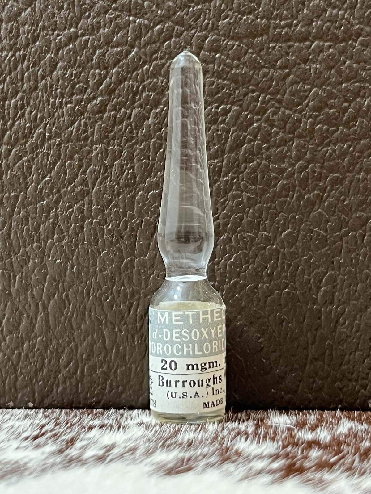 Antique Burroughs Wellcome Methedrine Ampule - Desoxyn - Rare Pharma