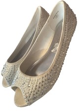 David  s Bridal Wedding Bridal AJustin10 Peep Toe Flats With Rhinestones SZ 7