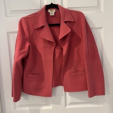 Vintage Talbot's Felt Wool Blazer Women's 8 Petite Pink Open Front Pockets