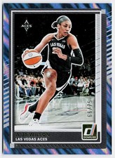 2025 Donruss WNBA #82 A'ja Wilson Light Blue Lava #/75