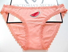 VICTORIA'S SECRET Cotton Bikini Panty S M L Orange NWT Watermelon VS Lace Trim