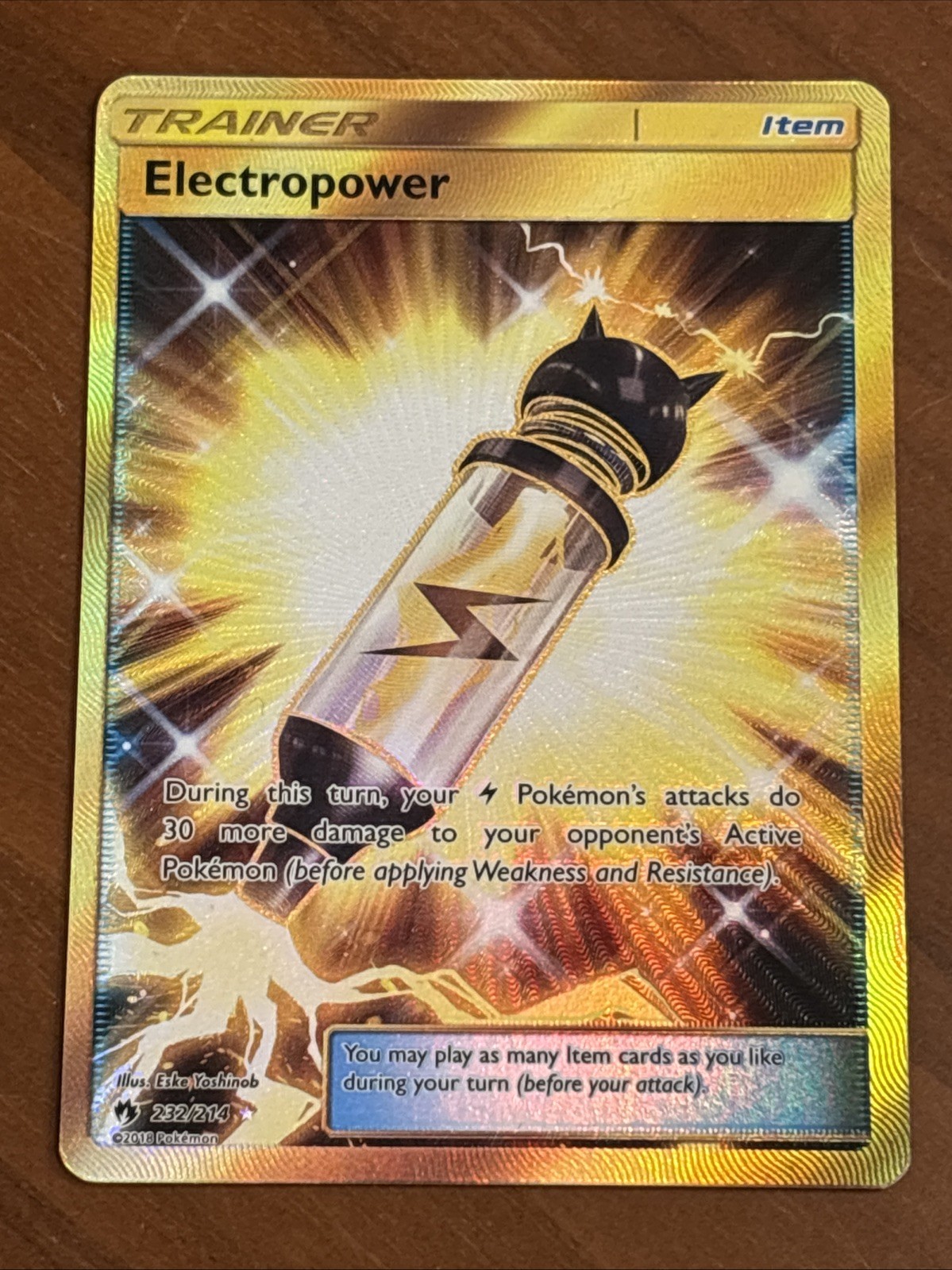 Electropower (Gold Secret Rare) 232/214 Lost Thunder Full Art Trainer 2018 NM