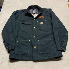 Vintage CARHARTT Chore Coat Mens 44 Tall C01-BLK Blanket Lined Duck Canvas Truck