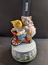 Vintage Ceramic Musical Kitty Cucumber and JP Buster. Made by Schmid . Kitsch.