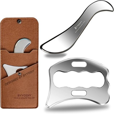 BYYDDIY SD 2 in 1 Stainless Steel GuaSha Muscle Scraper Tools Set,Scar... 