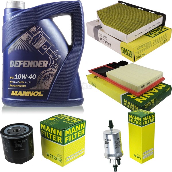 Mann Inspektionspaket 5L Mannol Defender 10W-40 FüR Vw Golf V 1.4 16V Caddy Iii-image