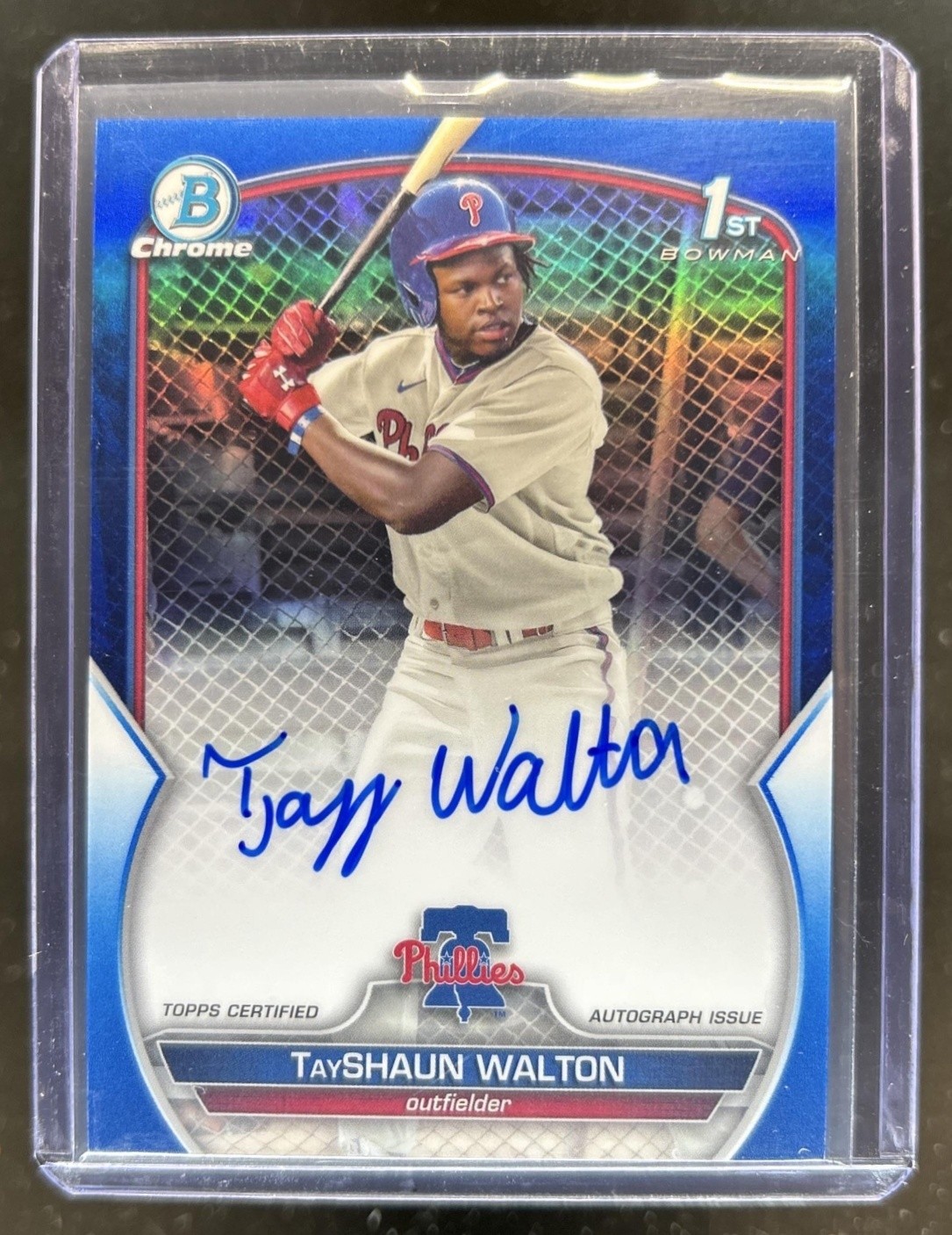 2023 Bowman Draft TayShaun Walton Chrome Auto Blue Refractor 1st #/150 Phillies
