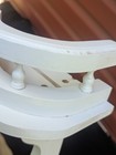 Vintage Curvy White Wood 34" Wall Shelf w/Spindle Railing Plate Groove Cottage — photo 10