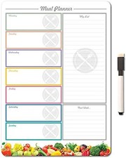 Magnetic Weekly Meal Planner Board Fridge with Marker & Eraser for Kitchen Food