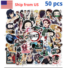 50pcs Demon Slayer Jump Comics Anime Phone Laptop Wall Decal Peeker Sticker