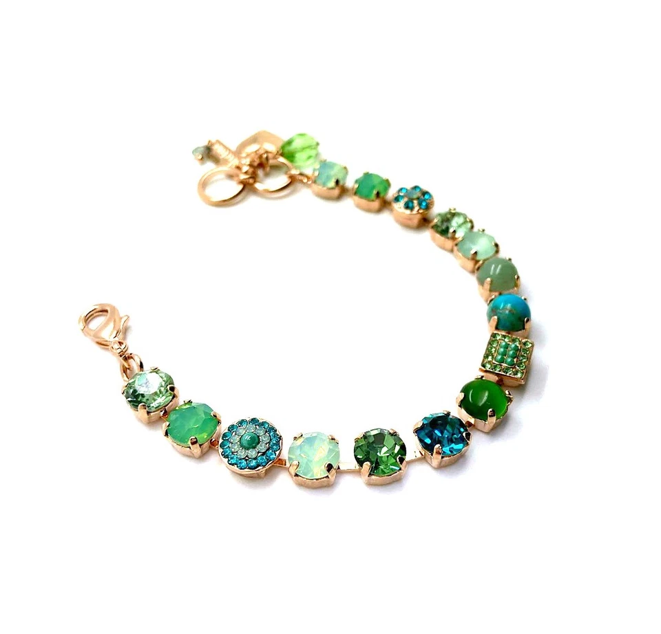 Pulsera Por Mariana Mujer Única Turquesa Mineral y Peridoto Swarovski Gritos... Foto 4 de 4