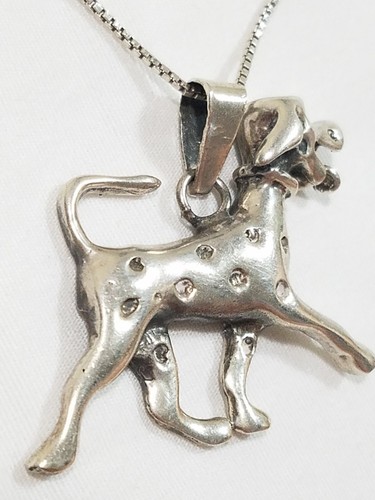 925Ag 12.26 Grams Silver Dimensional Dalmatian Pendant Necklace Sz 18" #JBX - Picture 3 of 17