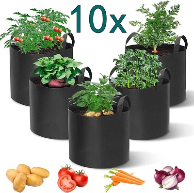 5/10 PFLANZSÄCKE MIT GRIPPEN PFLANZTASCHE GROW PLANT BAGS PFLANZBEHÄLTER 11-30L