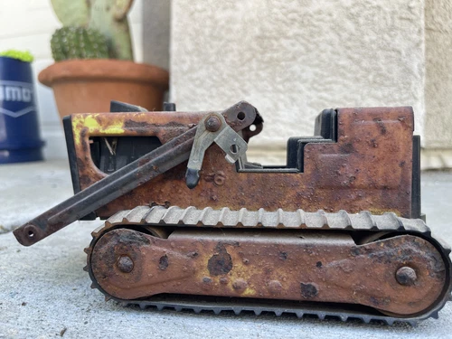 Vintage Tonka T-6 Bulldozer Pressed Steel 9" Orange 1970s