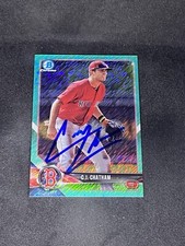 C.J. Chatham 2018 Bowman Chrome Prospects Aqua Shimmer /125 #BCP117 Signed Card