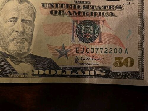 2004 $50 Dollar Bill Four Pr Quad Doubles Fancy Serial Number #00772200 Bookends - Picture 2 of 4