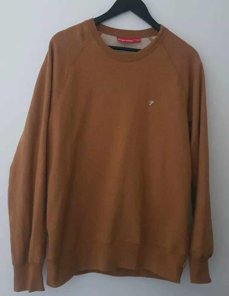 Sweat col rond vintage Supreme marron moutarde taille M pull moyen coton