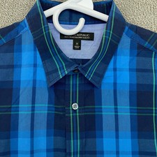 Banana Republic Shirt Mens Medium Slim Blue Green Button Up Long Sleeve Cotton