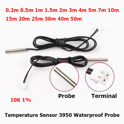 0.2m-50m NTC Thermistor Accuracy Temperature Sensor 10K 1% 3950 Waterproof Probe