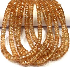 AAAA Champagne Zircon Faceted Beads 6.MM Rondelle Sparkling Gemstone Beads.