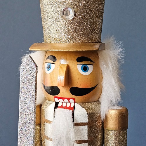 14” Gold Wooden Christmas Nutcracker Soldier with Sword, Threshold Target 2015 - Picture 3 of 7