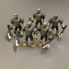 Lot 5 Figures & 5 Gun Mega Bloks Construx Bloks Halo UNSC Spartan Figure  #A04