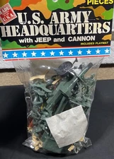 TIM MEE TOY SOLDIERS 31 PC, U.S. ARMY HEADQUARTERS WITH JEEP AND CANNON 1/32