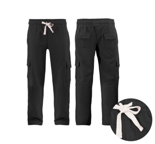Men's Drawstring Fleece Lined Athletic Sport Fitness Gym Jogger Cargo Sweatpants - Picture 1 of 5