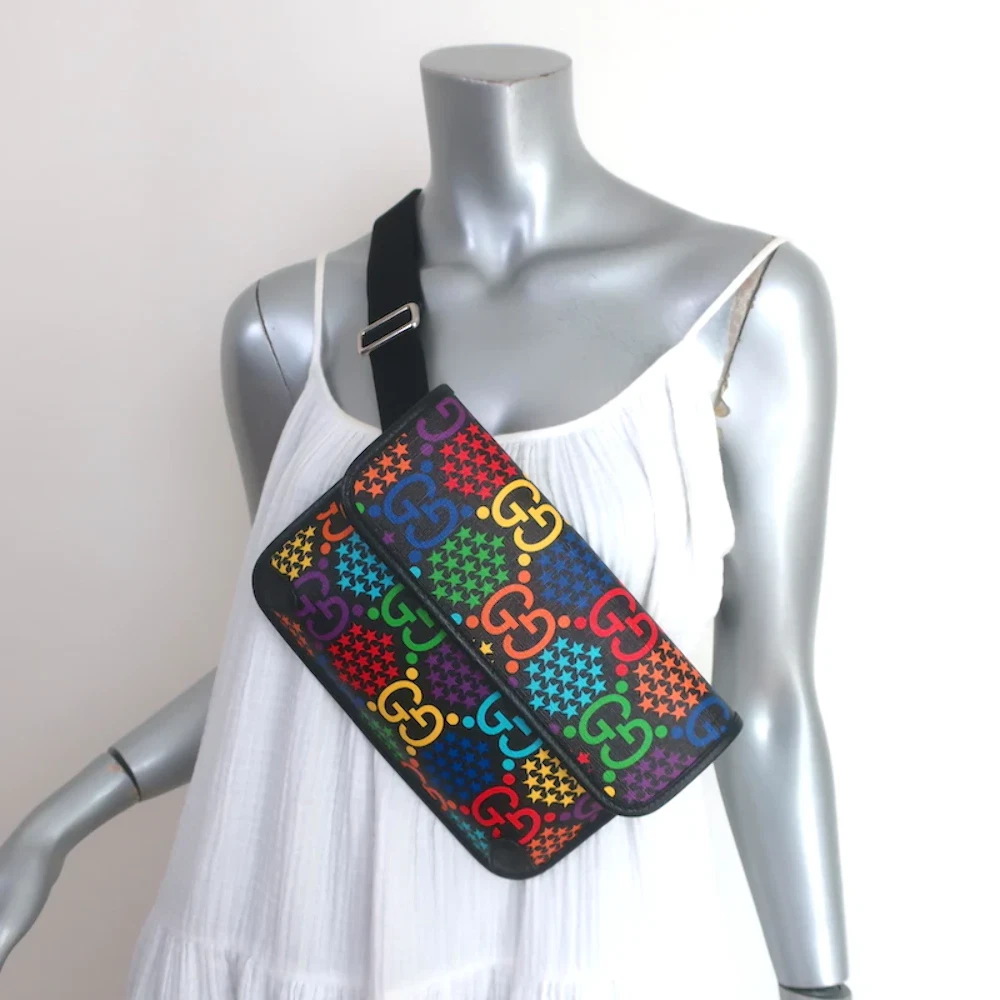 Gucci Psychedelic GG sac ceinture toile enduite noir/multi petit bandoulière