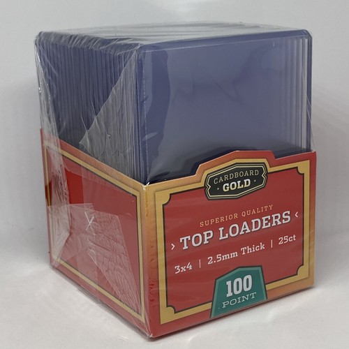 25 Cardboard Gold 100 Point Top Loaders Thick Card Holders New Toploaders - Picture 3 of 5