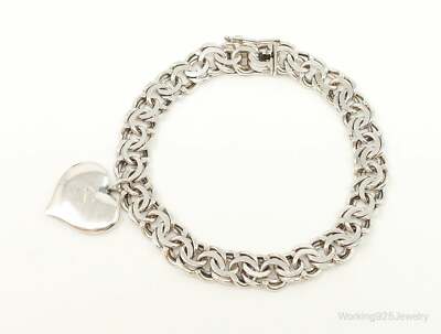 Vintage Hans Hansen Heart Charm On Henning Roland 830S Silver Bracelet