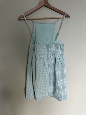 American Eagle Outfitters Seersucker Cotton Plaid Mini Dress Green M | eBay
