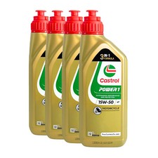 CASTROL Power 1 4T 15W-50 Olio Motore 2 Ruote API SN, JASO MA2, 4x1 Litro