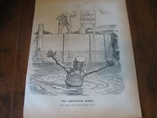 1949 Original POLITICAL CARTOON - WINSTON CHURCHILL and the STEEL INDUSTRY