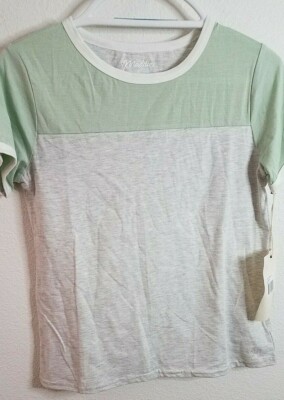 Maddie Girls' Big Retro Color Block T-Shirt, Mint, JS