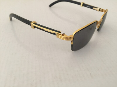 Cartier Sunglasses 1583SD half rim gold black square Size 55[]18
