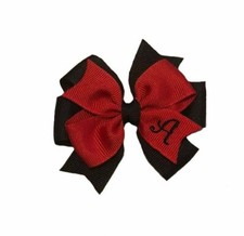 Red and Black Monogram Toddler Hair Bow