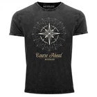 Cool trendy men's T-shirt vintage shirt compass wind rose print used