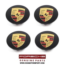 Genuine Porsche 997 987 Cayenne Center Cap Black Colored Crest Wheel Set Of 4
