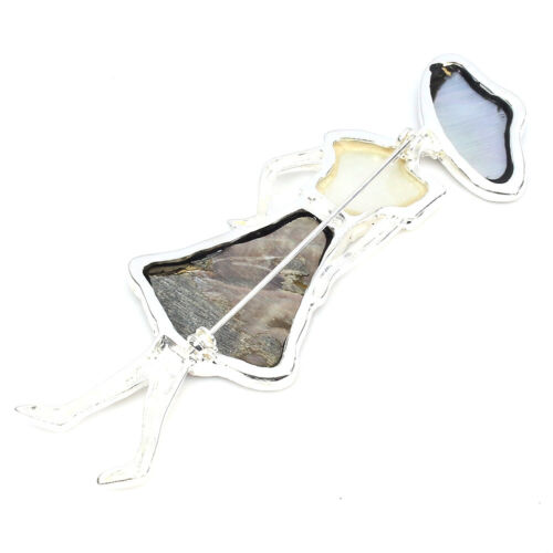 Spilla estiva in argento 925 madreperla 29x27mm gemma gioielli fatta a mano - Foto 3 di 10
