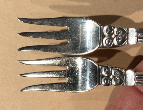 Georg Jensen Sterling Dänemark Eichel 5 5/8" Cocktail Gabel Paar kein Monogramm - Bild 7 von 7