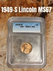 1949-S LINCOLN Wheat Cent Penny ICG-MS67 RD Gem BU Certified