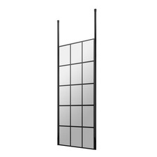 Hudson Reed 700mm x 1950mm Matt Black Framed Wetroom Shower Screen with Ceiling